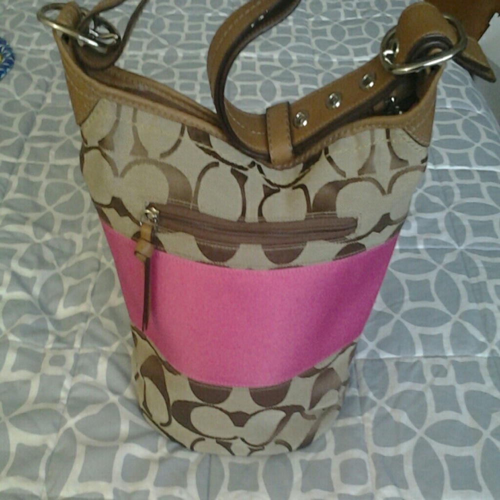 Coach Signature Print Duffle Bucket Bag